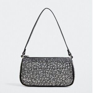 Mango Rhinestone Embellished Black Purse